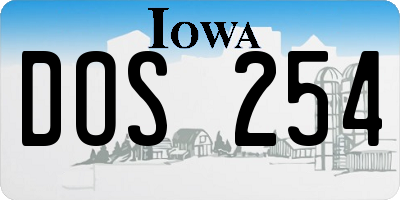 IA license plate DOS254
