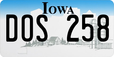 IA license plate DOS258