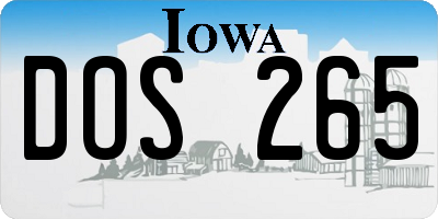 IA license plate DOS265