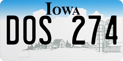 IA license plate DOS274