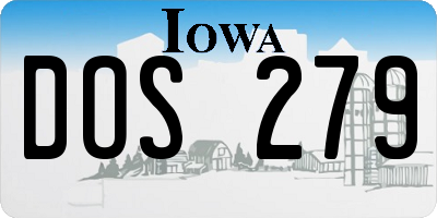 IA license plate DOS279