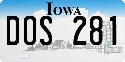 IA license plate DOS281
