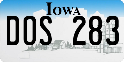IA license plate DOS283
