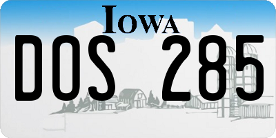 IA license plate DOS285
