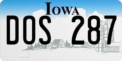 IA license plate DOS287