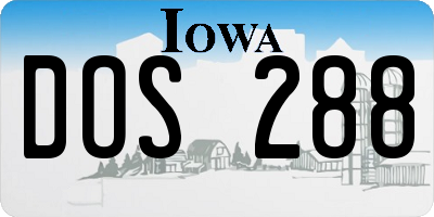 IA license plate DOS288