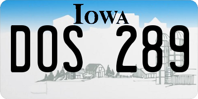 IA license plate DOS289