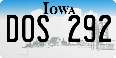 IA license plate DOS292