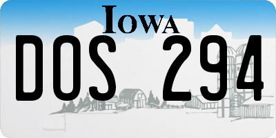 IA license plate DOS294