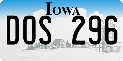 IA license plate DOS296