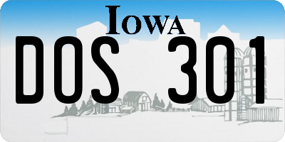 IA license plate DOS301
