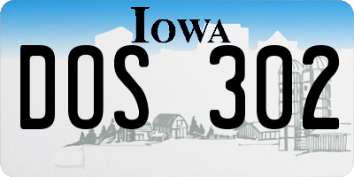 IA license plate DOS302