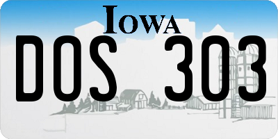 IA license plate DOS303