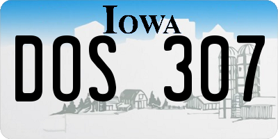 IA license plate DOS307