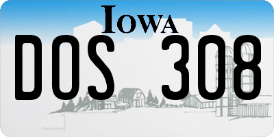 IA license plate DOS308