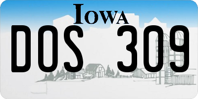 IA license plate DOS309