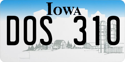 IA license plate DOS310