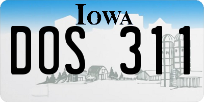 IA license plate DOS311