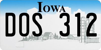 IA license plate DOS312