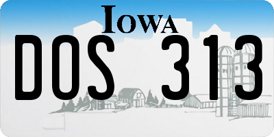 IA license plate DOS313