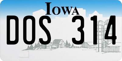 IA license plate DOS314
