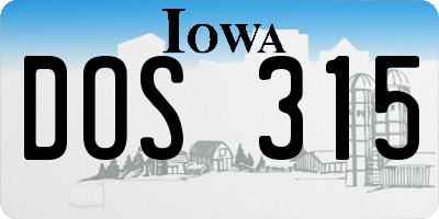 IA license plate DOS315