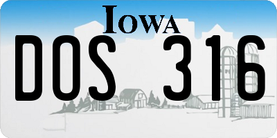 IA license plate DOS316