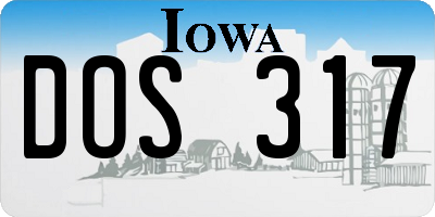 IA license plate DOS317