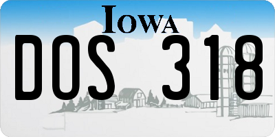 IA license plate DOS318