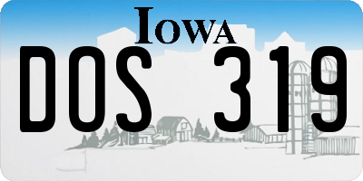 IA license plate DOS319