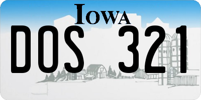 IA license plate DOS321