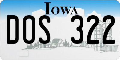 IA license plate DOS322