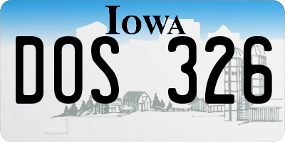 IA license plate DOS326