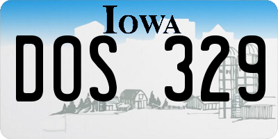 IA license plate DOS329