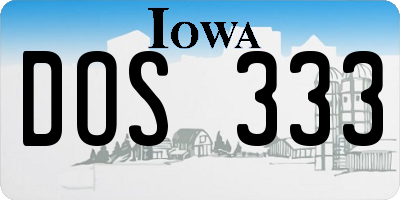 IA license plate DOS333