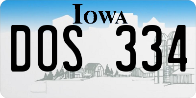 IA license plate DOS334