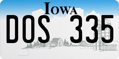 IA license plate DOS335