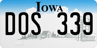 IA license plate DOS339