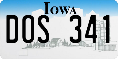 IA license plate DOS341