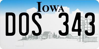 IA license plate DOS343