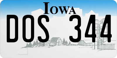 IA license plate DOS344