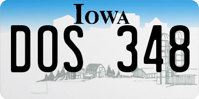 IA license plate DOS348