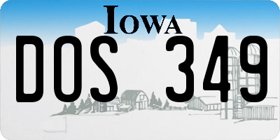 IA license plate DOS349