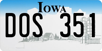 IA license plate DOS351