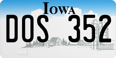IA license plate DOS352