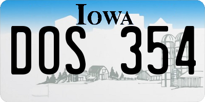 IA license plate DOS354