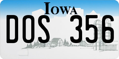 IA license plate DOS356