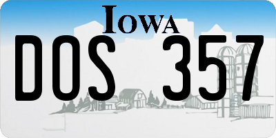 IA license plate DOS357