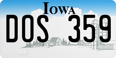 IA license plate DOS359