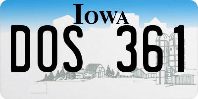 IA license plate DOS361